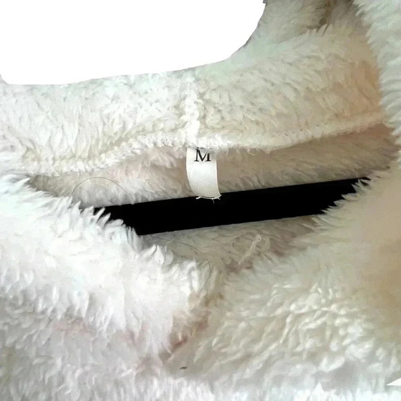 Fuzzy Hooded Sweatshirt, Size M, Cream - Picture 3 of 3
